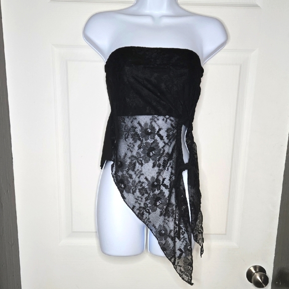 Black Lace Vixen Goth Witchy Strapless Top M-XL - Picture 1 of 6